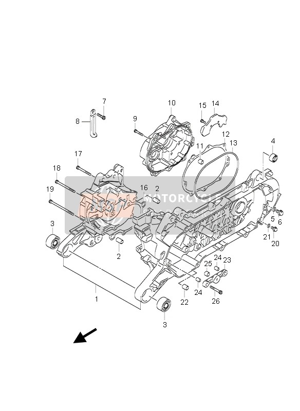 Suzuki AY50A LC KATANA 2006 Crankcase for a 2006 Suzuki AY50A LC KATANA